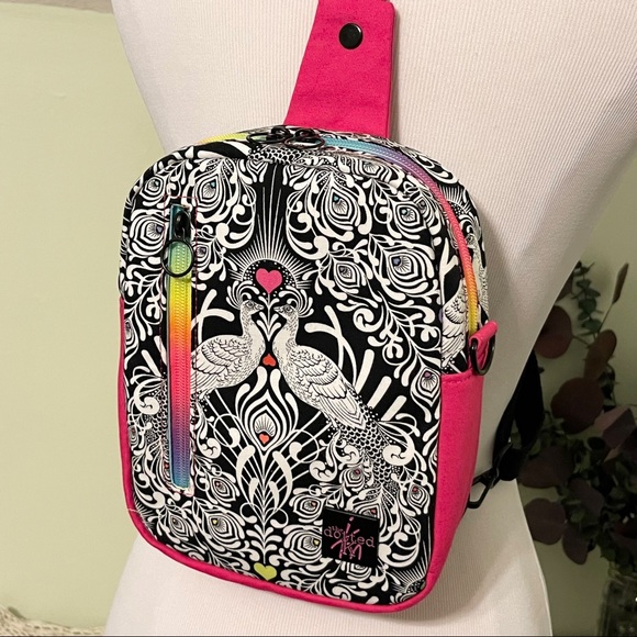 Colorful Peacock Rainbow Convertible Backpack Sling - Picture 14 of 15